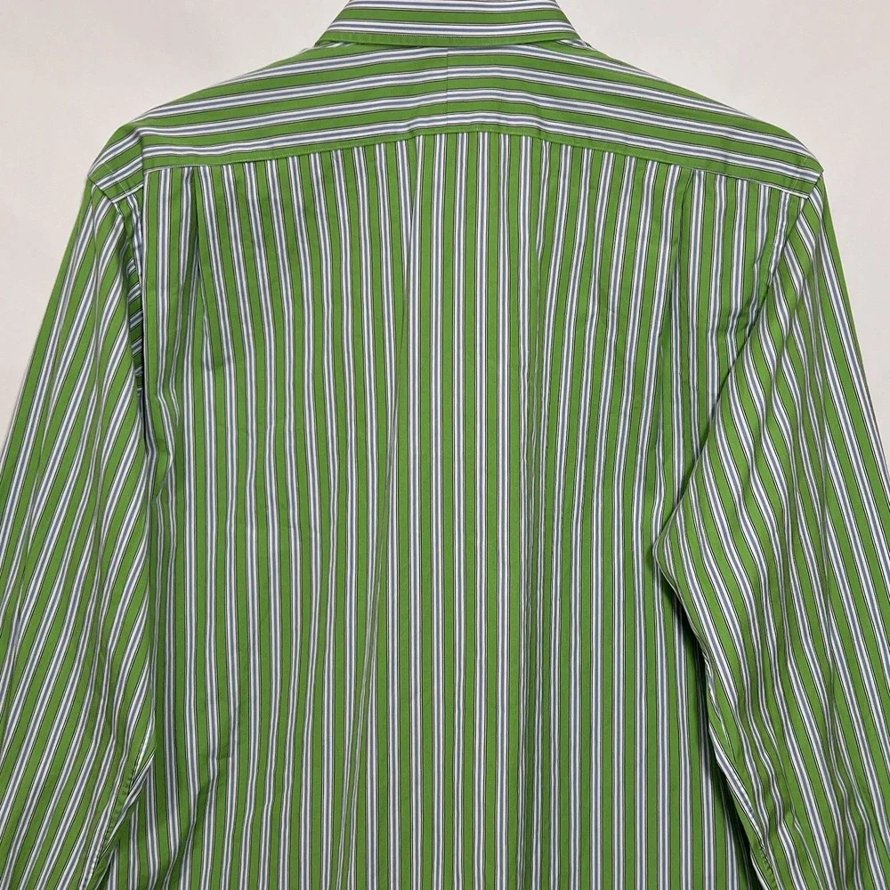 Polo Ralph Lauren Classic Oxford Long Sleeve Green Striped Shirt Men 16 34/35